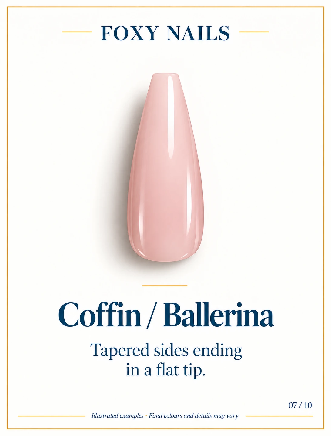 Illustrated nude-pink Coffin / Ballerina nail